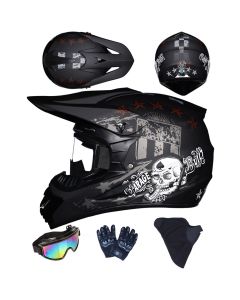 Hjälmset för barn och ungdomar för dirtbike med glasögon, handskar och mask för offroadkörning